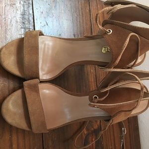 Women's ankle strap suede heel